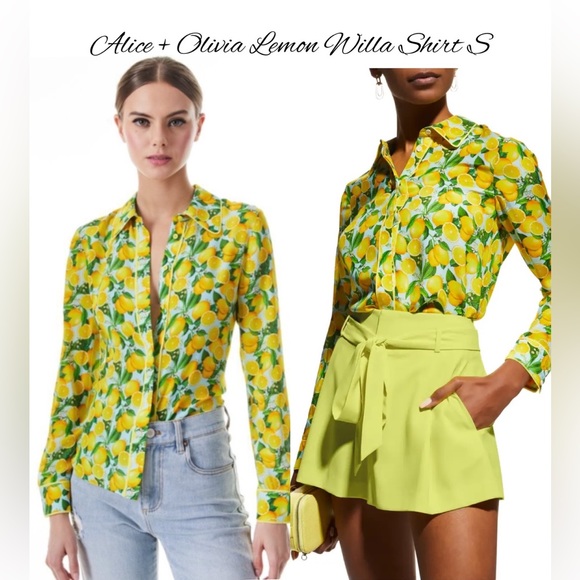 Alice + Olivia Tops Alice Olivia Willa Lemon Button Down Shirt